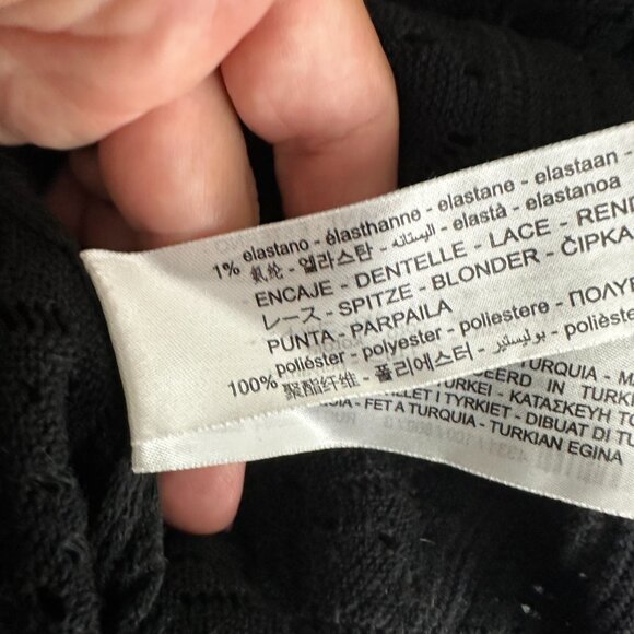 2/$30 ZARA Frill Sleeve Crochet Lace Blouse Black Small #A0670 - Picture 6 of 8